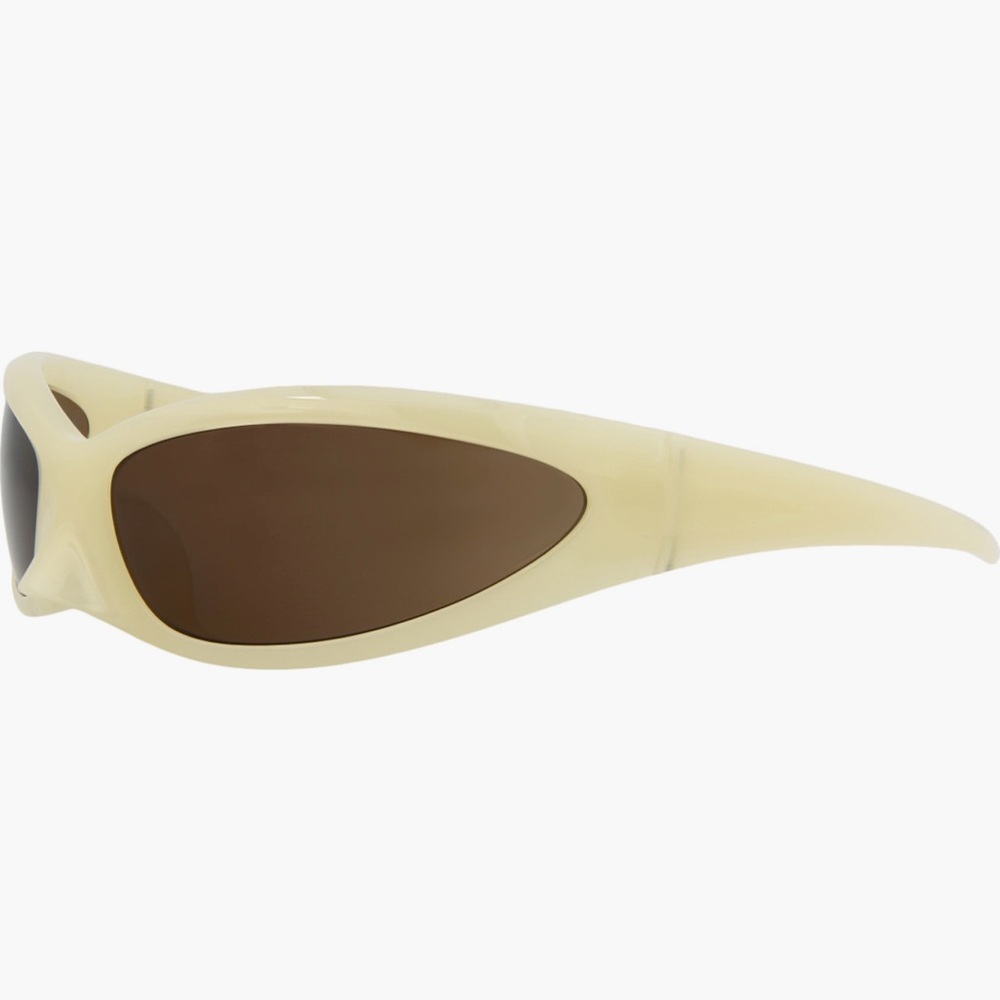 NWT NIB BALENCIAGA UNISEX SHIELD/WRAP YELLOW YELLOW BROWN SUNGLASSES EYEWEAR - Picture 2 of 4